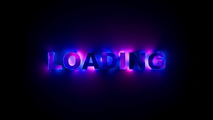 Loading Screen Style Neon Gradient Text with Futuristic Motion Lighting. Looped animation. 3D rendering