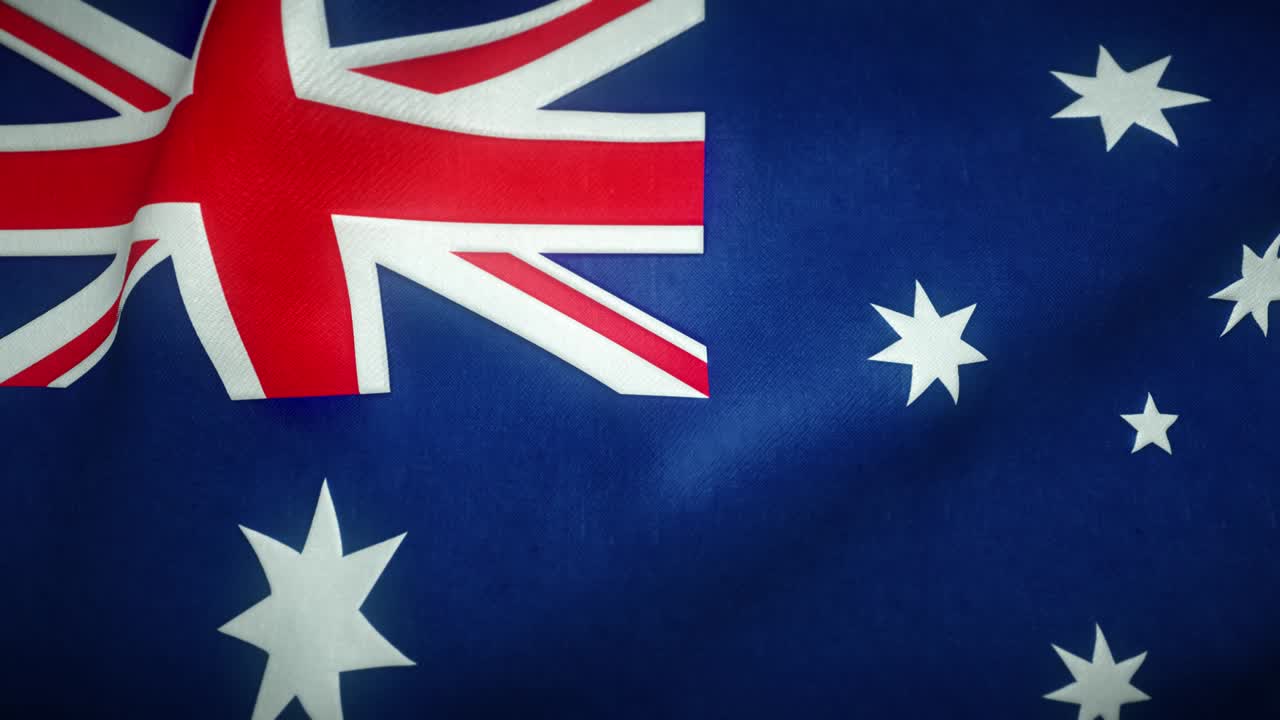 die australische flagge, die im wind weht