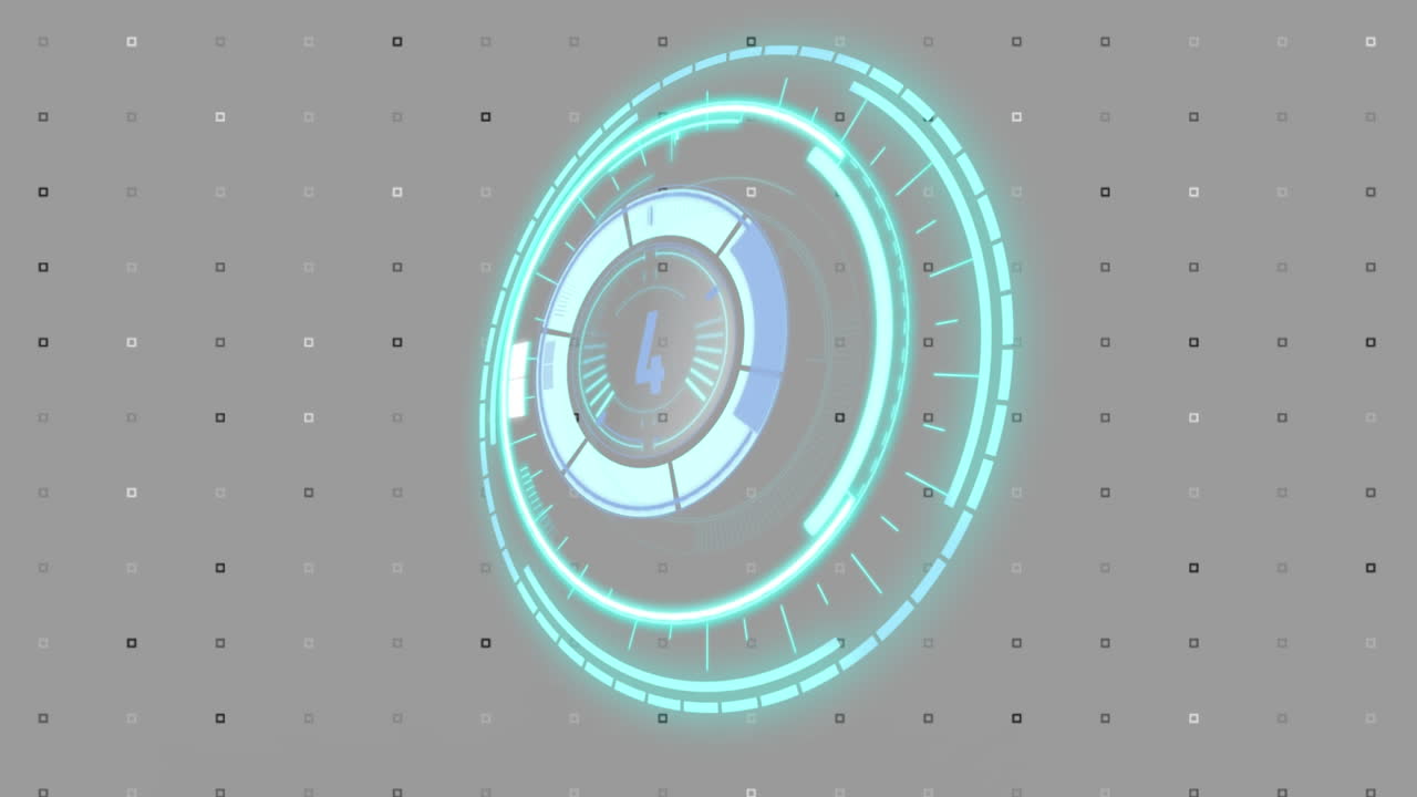 Animation of scope scanning with countdown over grey background