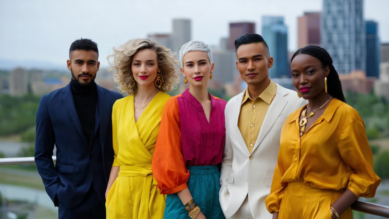 Diverse Group of People in Cityscape