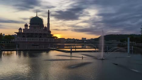 time-lapse footage of sunrise scenery of putra mosque at putrajaya, malaysia