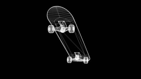 hologram screen 3d of a skateboard - loop