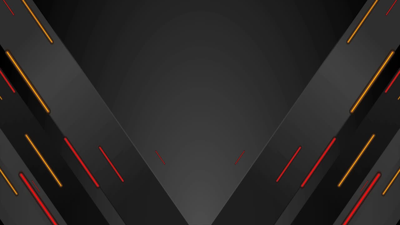 fondo de movimiento de geometría negra abstracta con líneas brillantes de neón