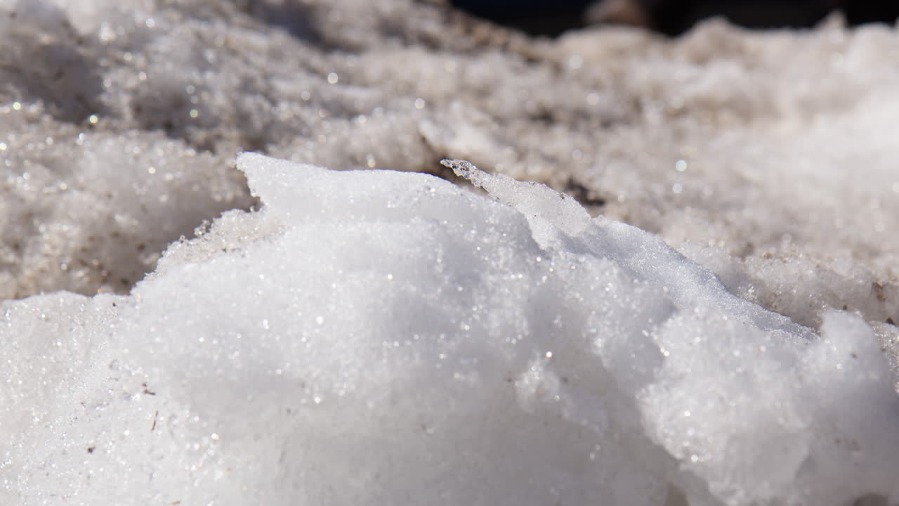 Close-up View Of Frozen Ice Snow. Macro Shot