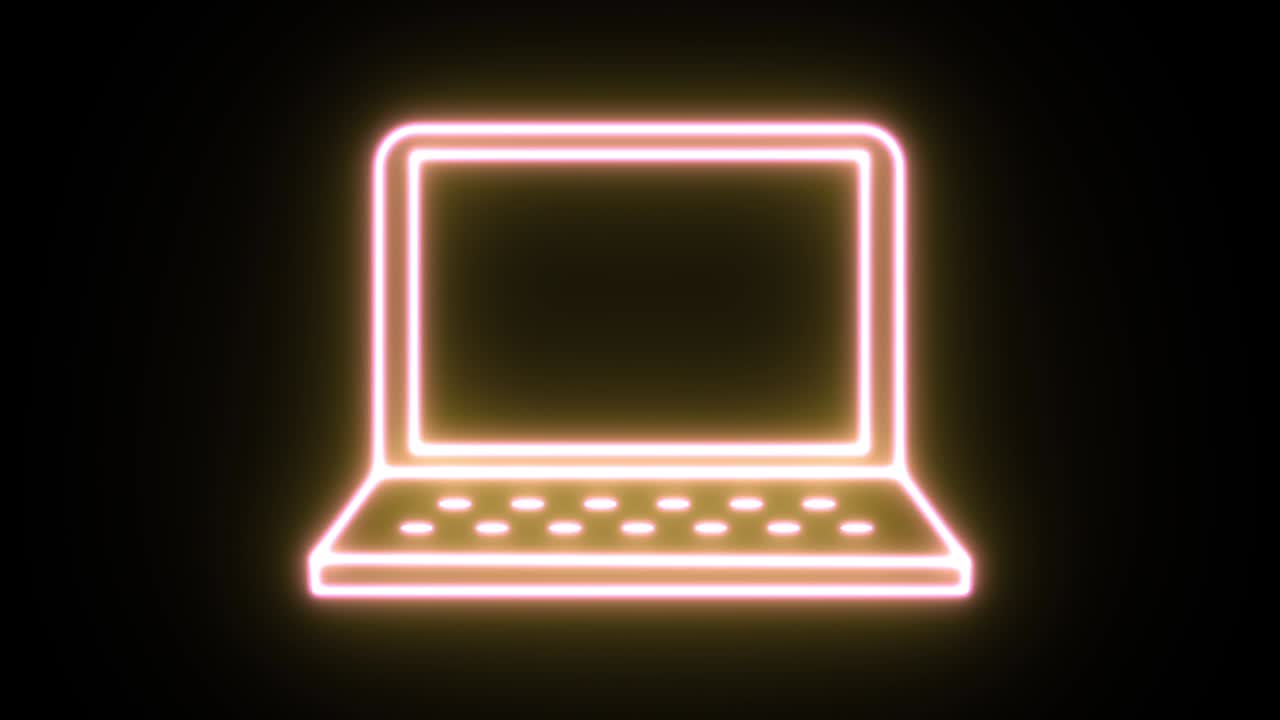 animación de icono de luz de neón. fondo negro 4k uhd.