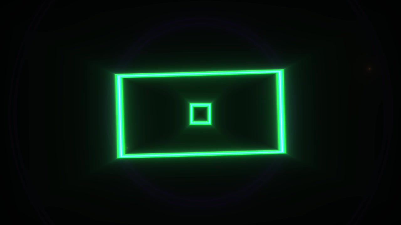 Futuristic Green Neon Rectangles Rotating Loop