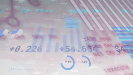 Animation-Der-Datenverarbeitung-über-Der-Börse-Auf-Weißem-Hintergrund