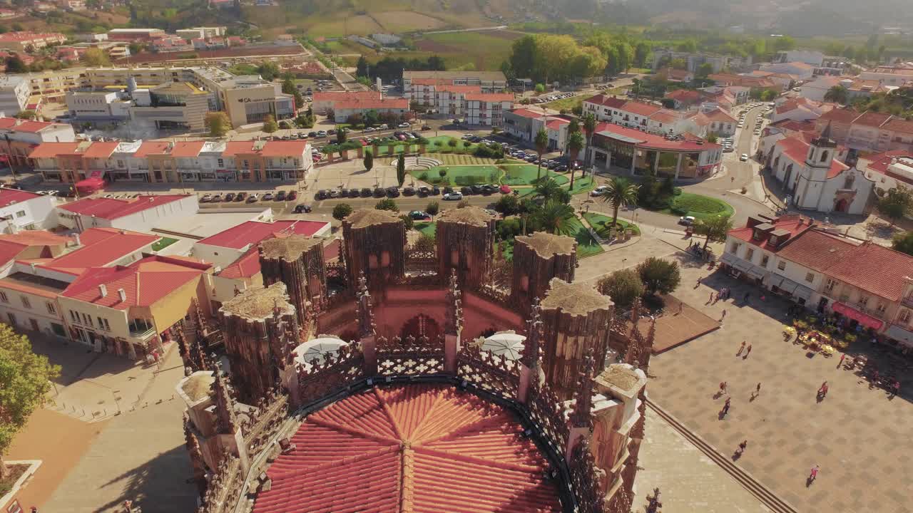 Aerial view of a historic Portuguese town