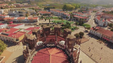 aerial view of a historic portuguese town