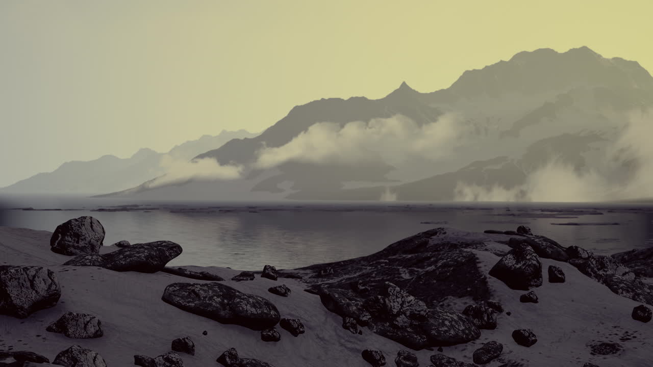 paisaje de invierno con rocas cubiertas de nieve en el océano ártico