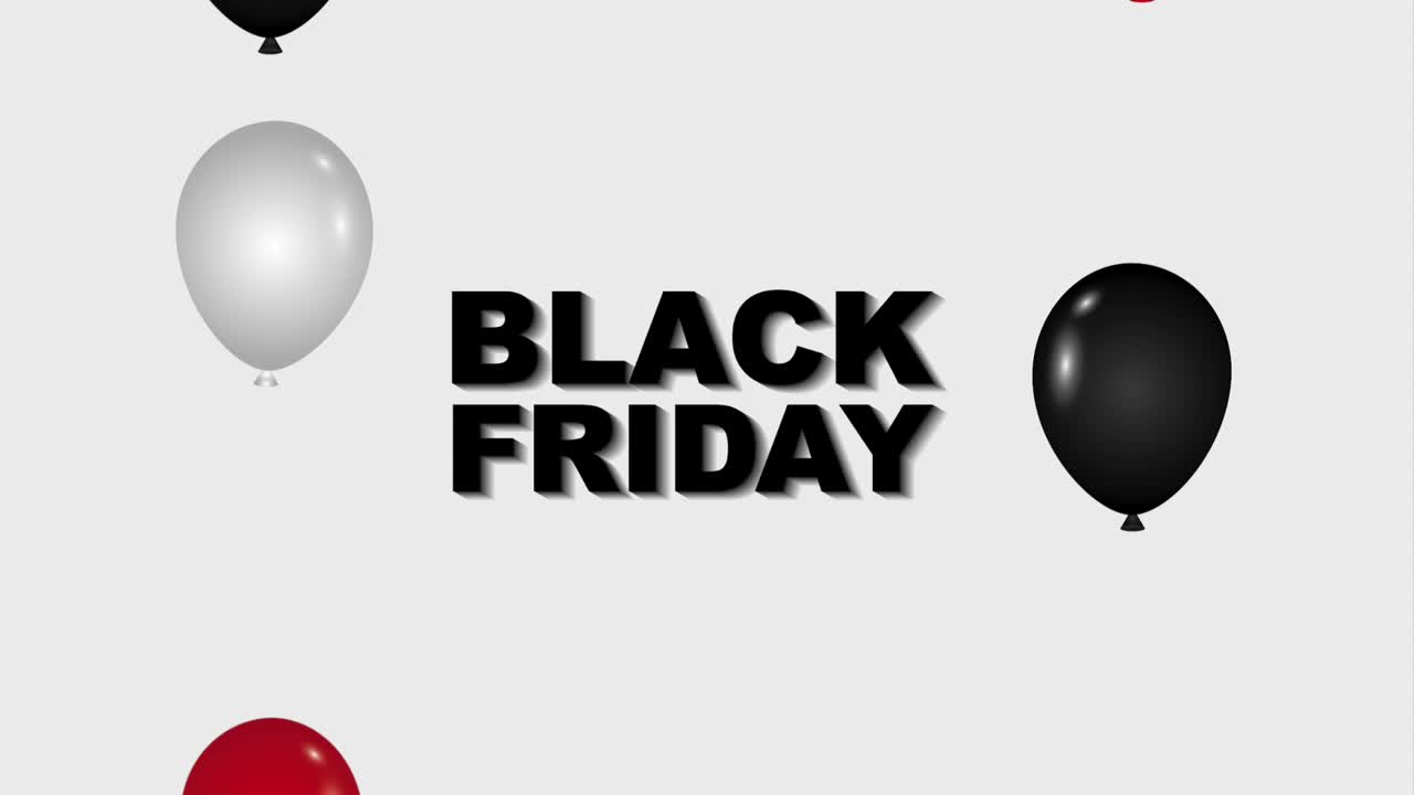 venta del viernes negro inscripción globos decorativos animación del viernes negro hd