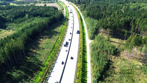 aerial view of famous german autobahn, 4k