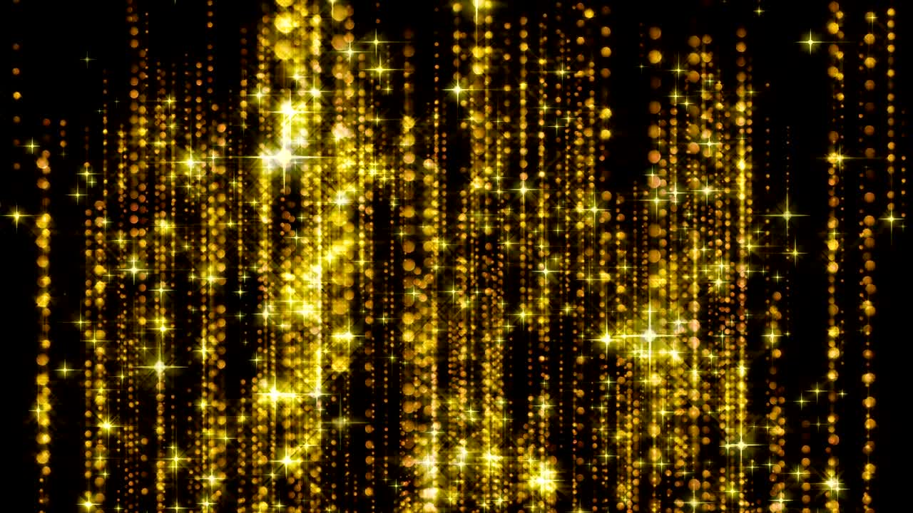 추상적인 금의 비와 밝은 입자, 화염과 함께 공간에서, 현대적인 반이는 배경, 3d 렌더링