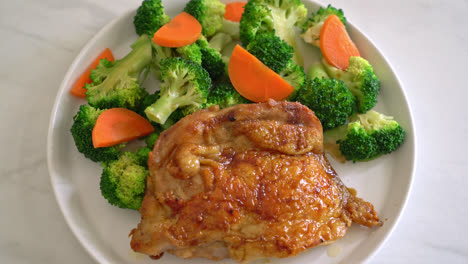 teriyaki chicken steak with broccoli and carrot