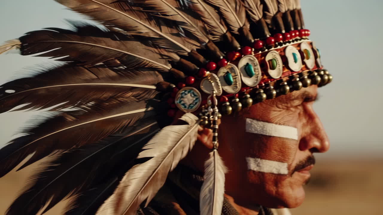 Native American Man Wearing Headdress