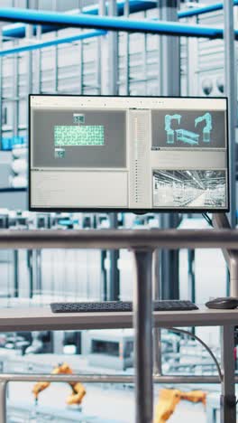 vertical video monitor in smart photovoltaics factory displaying system performance metrics
