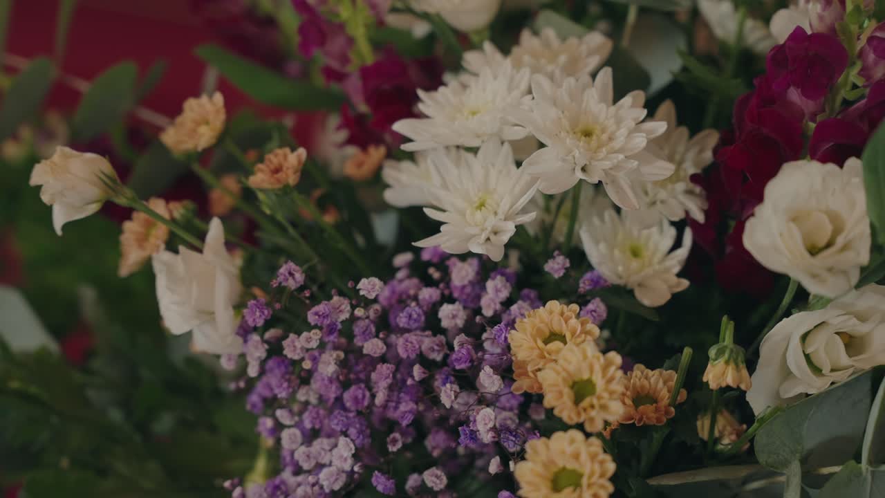 lush collection of colorful flowers arranged in a soft elegant display