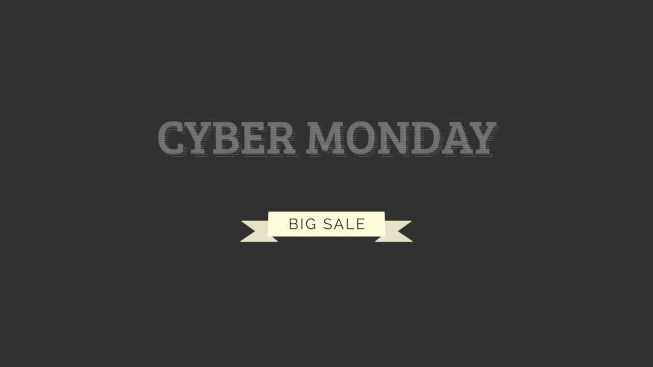 lunes cibernético moderno y texto de gran venta con cinta en gradiente negro