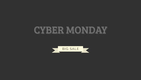 modern cyber monday and big sale text with ribbon on black gradient