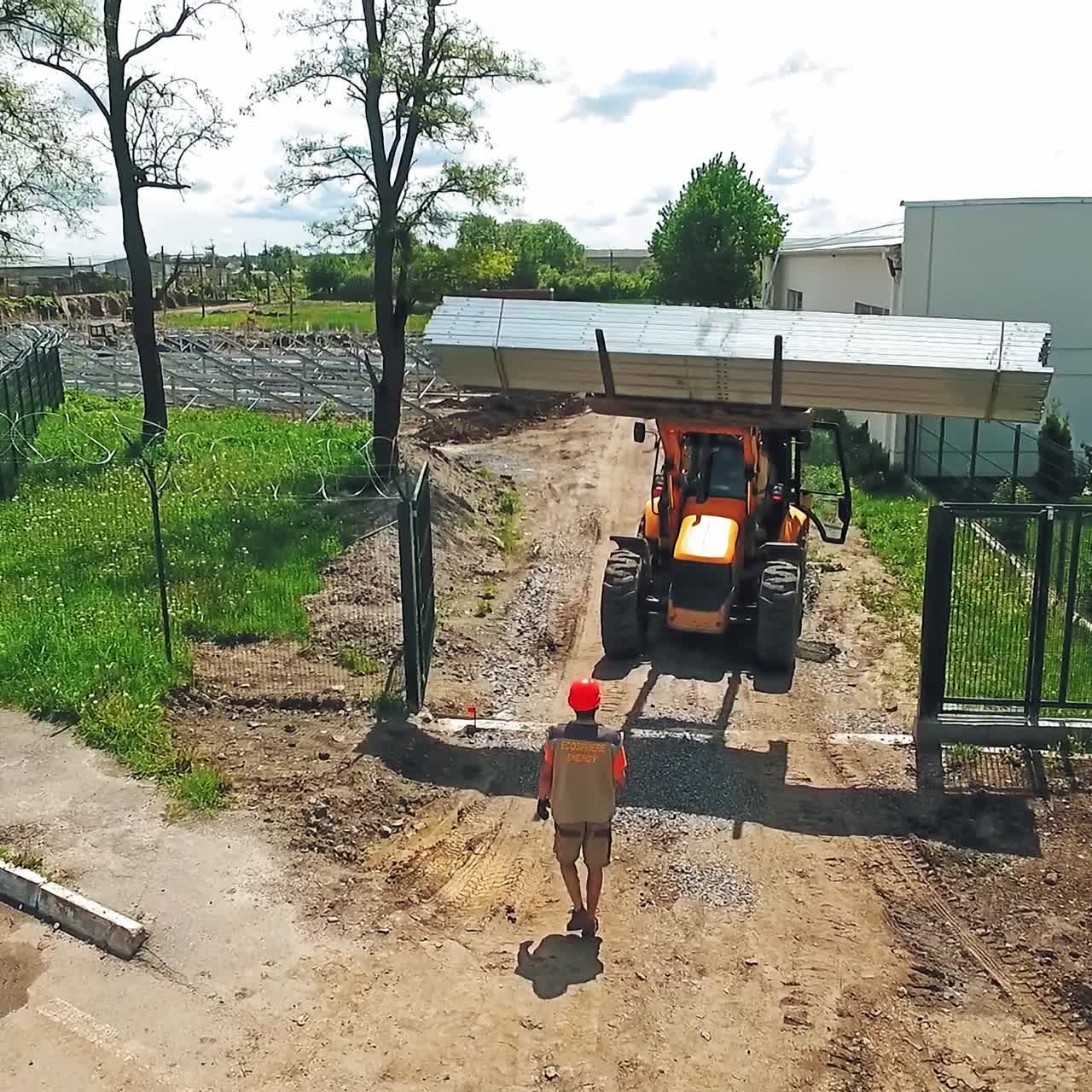 Excavator working on construction site