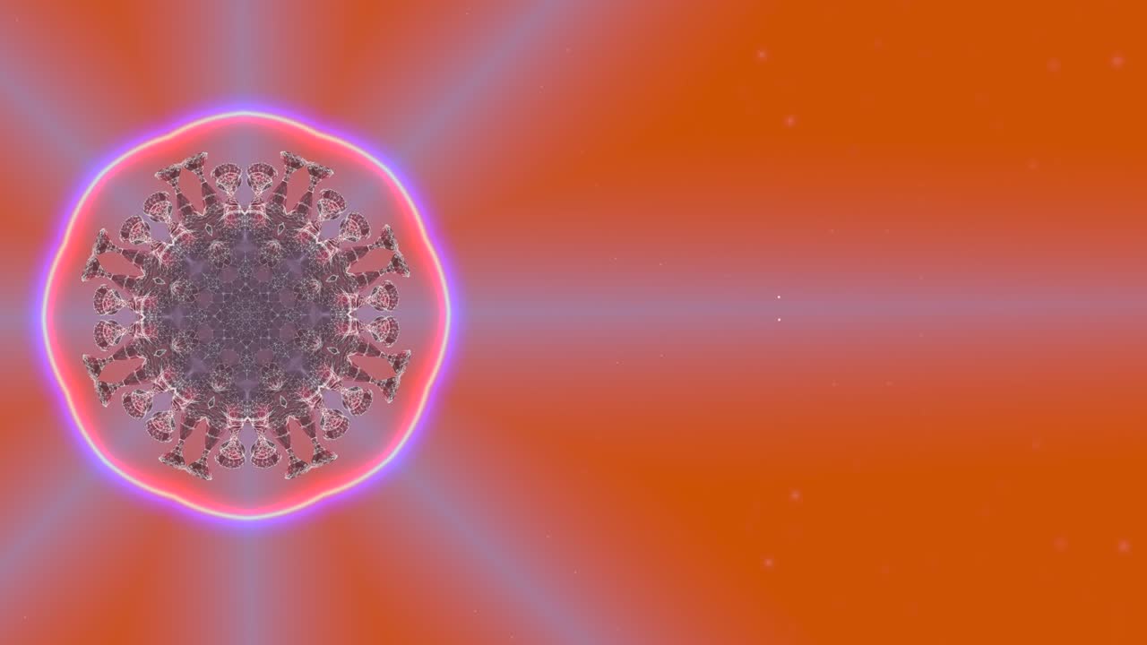 célula de virus dentro de un cuerpo humano en un círculo brillante spinnnig y emitiendo una luz azul.