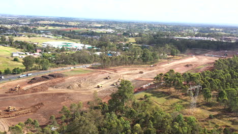 los trabajos de construcción del nuevo proyecto de autopista m12 para el nuevo aeropuerto internacional de western sydney, australia