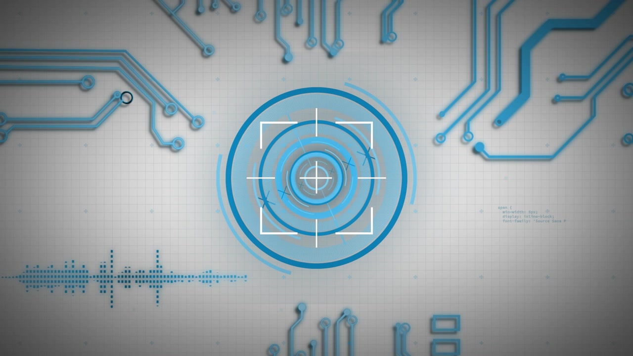 Digital Interface with Circuit Board Patterns and Data Visualization