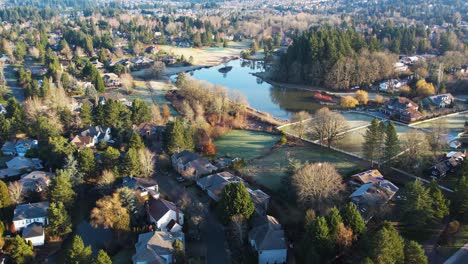 4k rising aerial drone shot overlooking pacific northwest