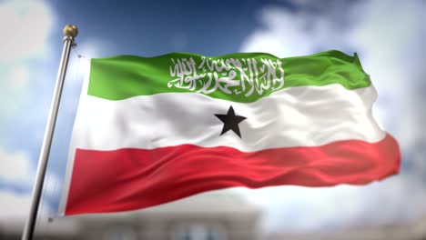 la bandera de somalilandia ondeando en cámara lenta 3d con fondo de cielo azul - bucle sin costuras 4k