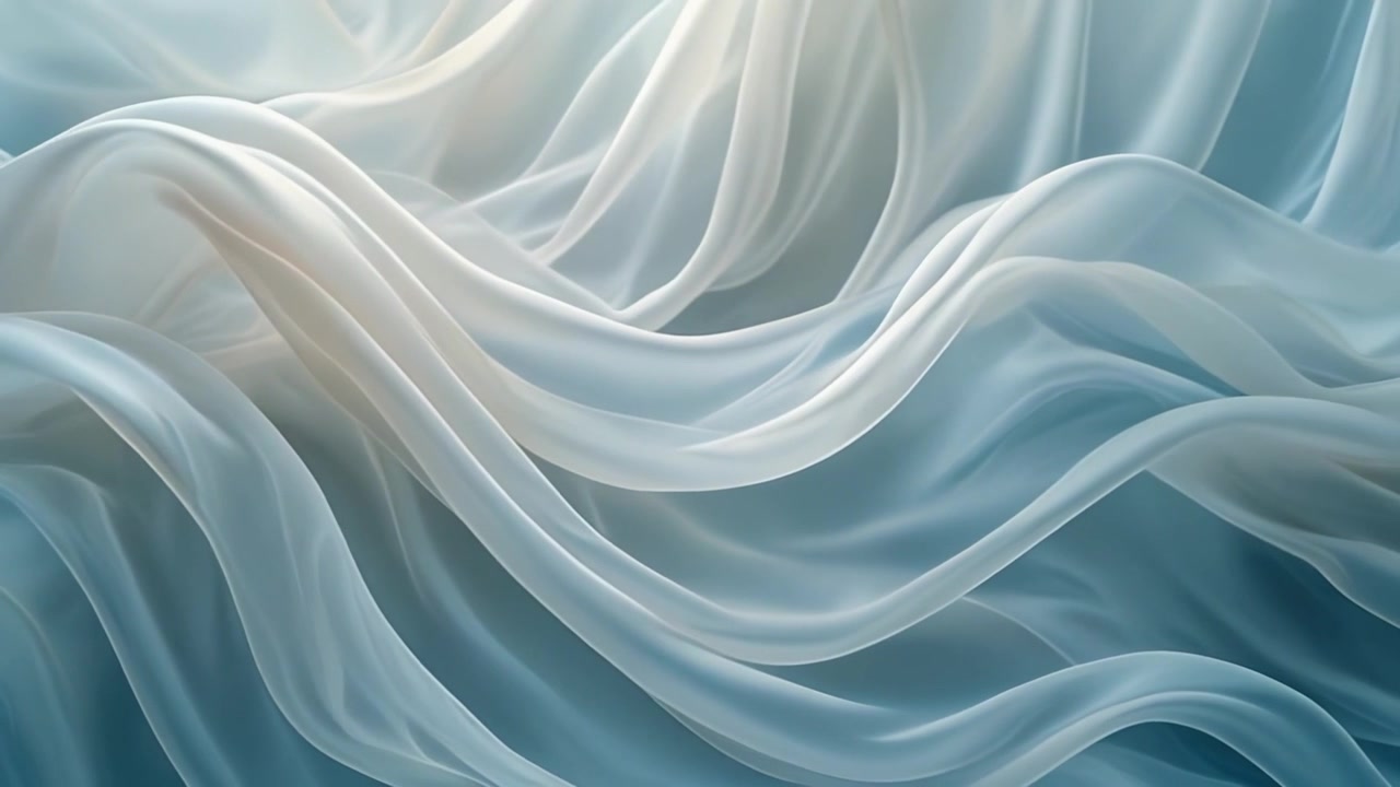 Abstract Flowing White and Blue Silk Fabric Background