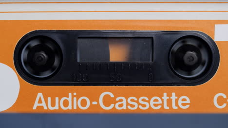 close-up of an audio cassette