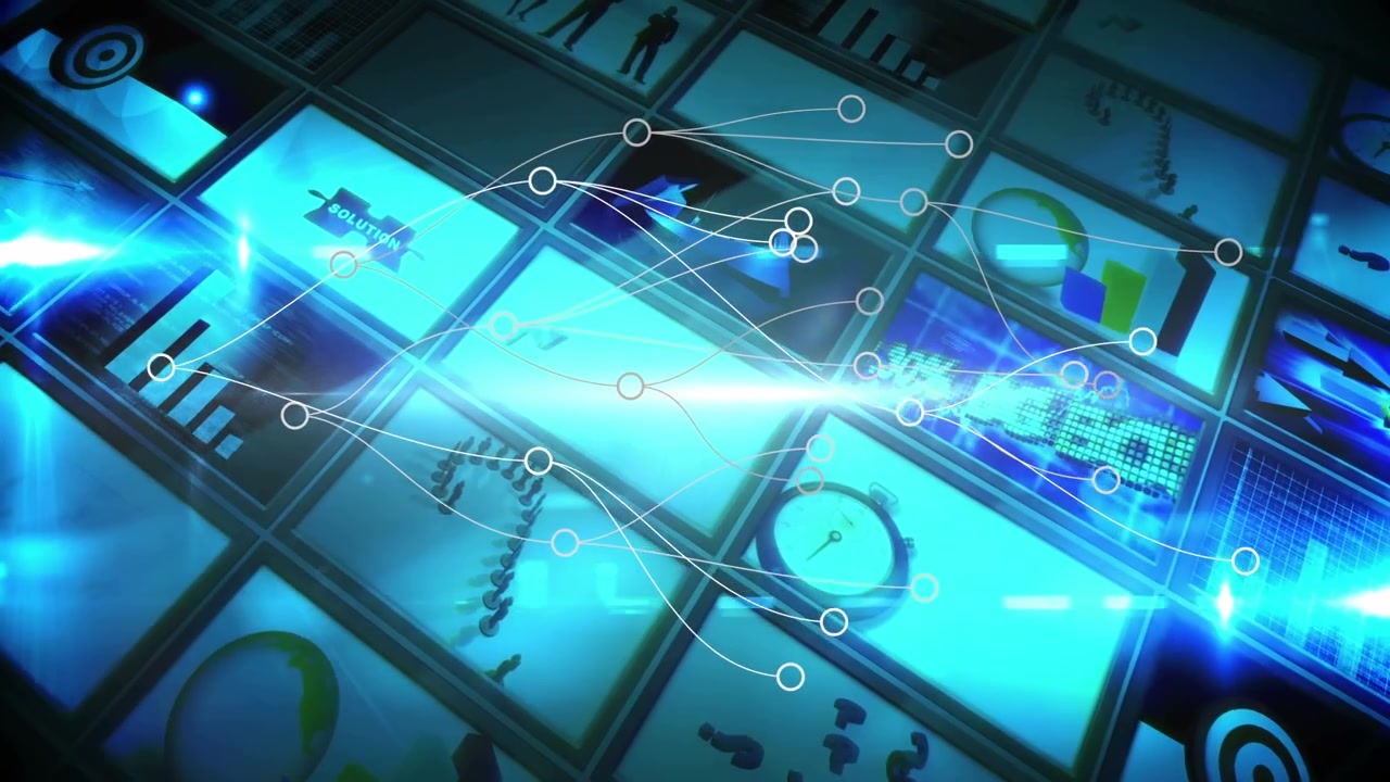 Animation of connections over screens with diverse data
