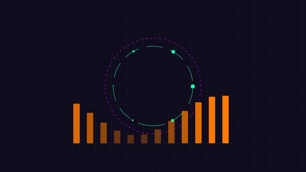 Equalizzatore audio digitale animato con elemento HUD circolare