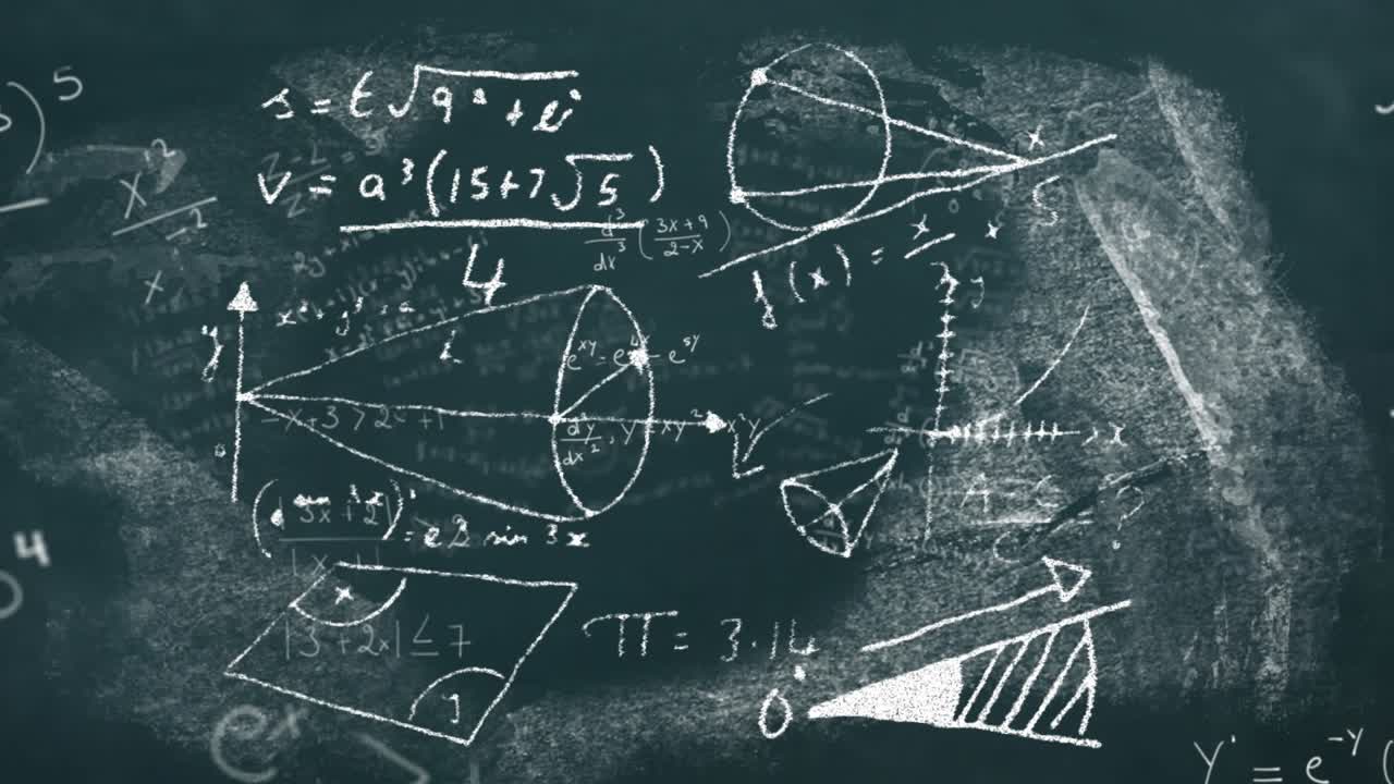 Animation of mathematical equations over globe on black background