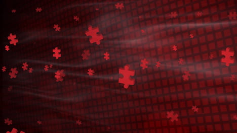 animación de rompecabezas rojos flotando sobre un fondo negro