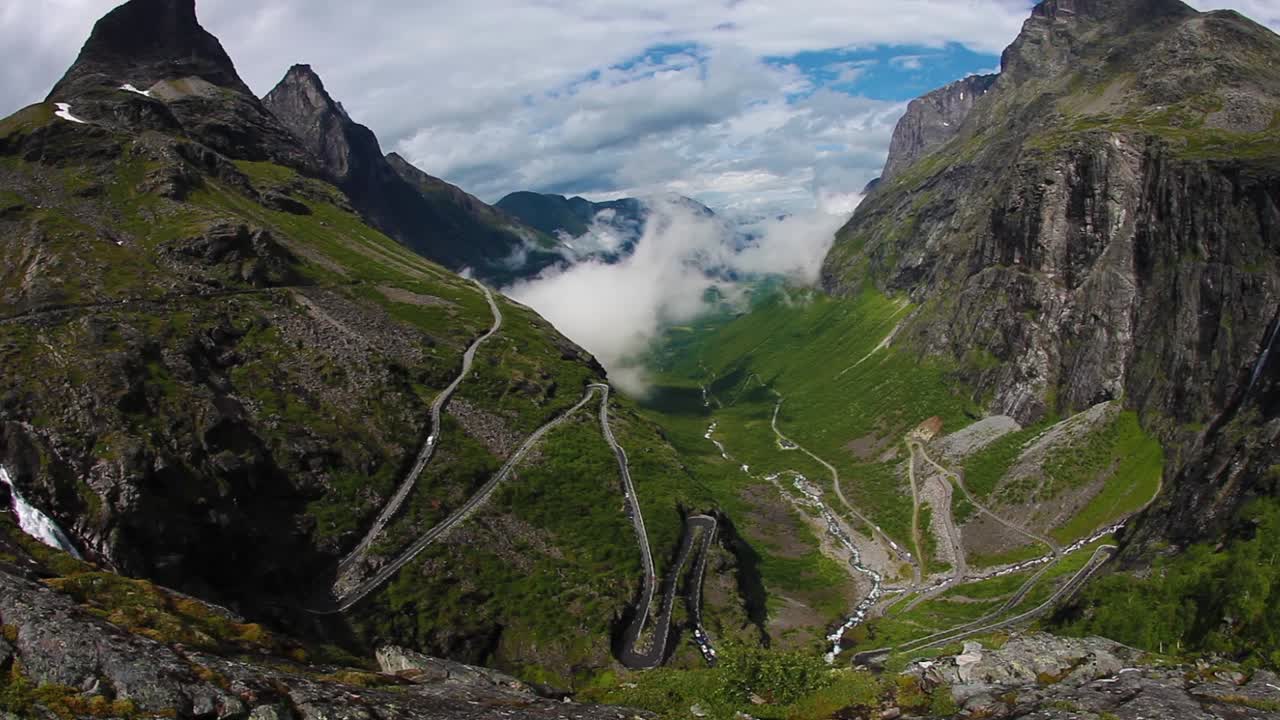 Troll's Path Trollstigen or Trollstigveien winding mountain road.
