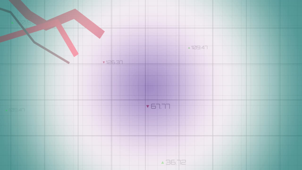 블루 그라디언트 배경에 대한 그리드 네트워크를 통해 통계 데이터 처리의 애니메이션