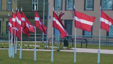 latvian flag flutters in the wind