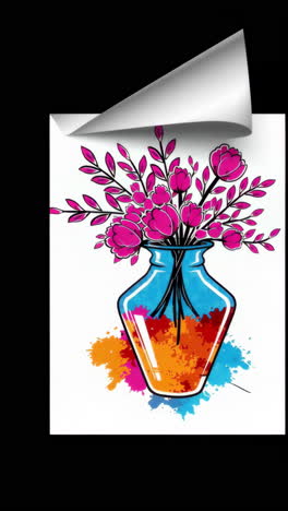 colorful floral illustration with paint splatters