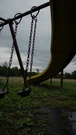 abandoned playground under cloudy sky