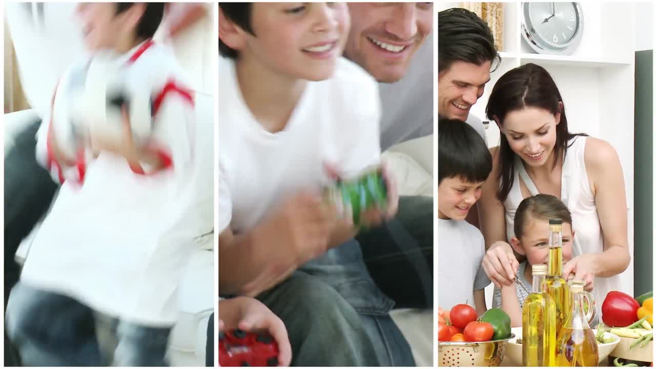 familia jugando a videojuegos