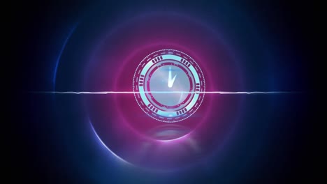 animación del reloj moviéndose sobre círculos púrpuras