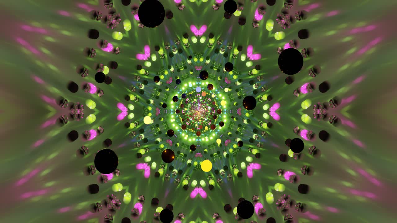 This captivating display features bright colors and geometric patterns swirling together to create an engaging visual journey