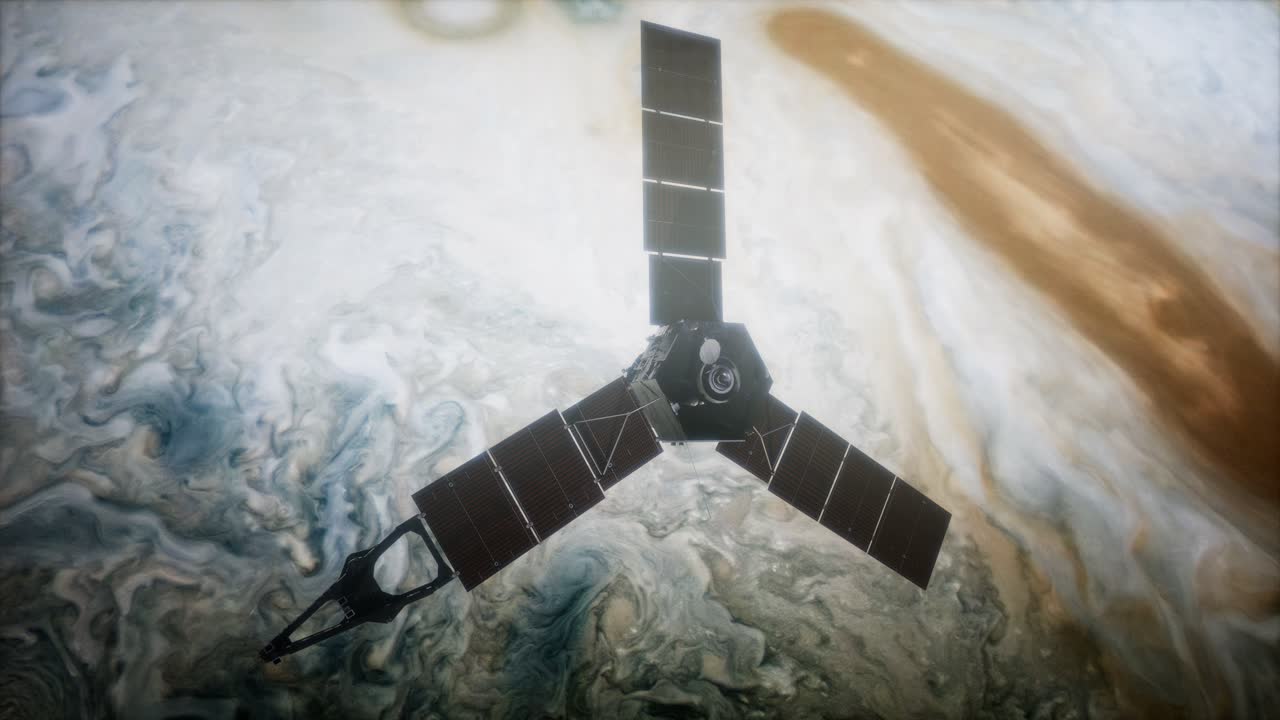 satélite de juno en órbita alrededor de júpiter