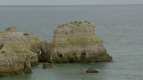 beautiful rocky coastline in the south of the portuguese algarve region