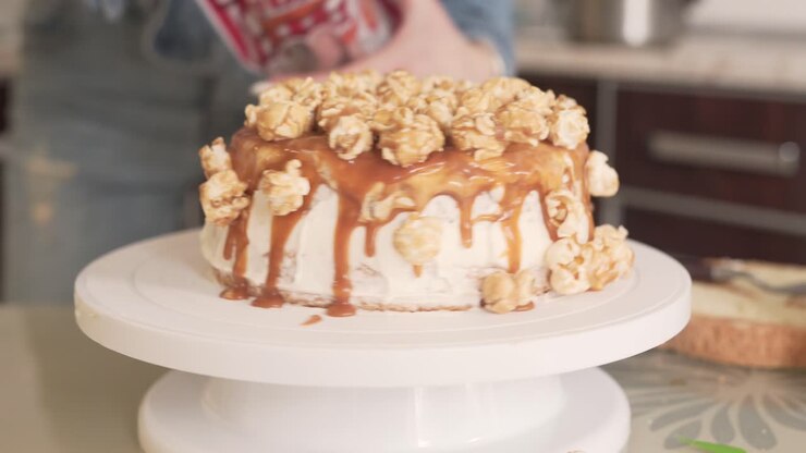 A close up video of a cake making process