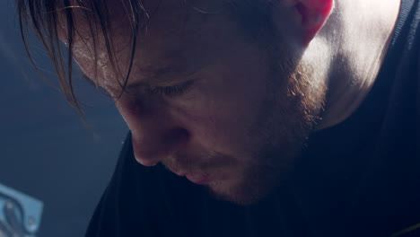 close-up of a man working