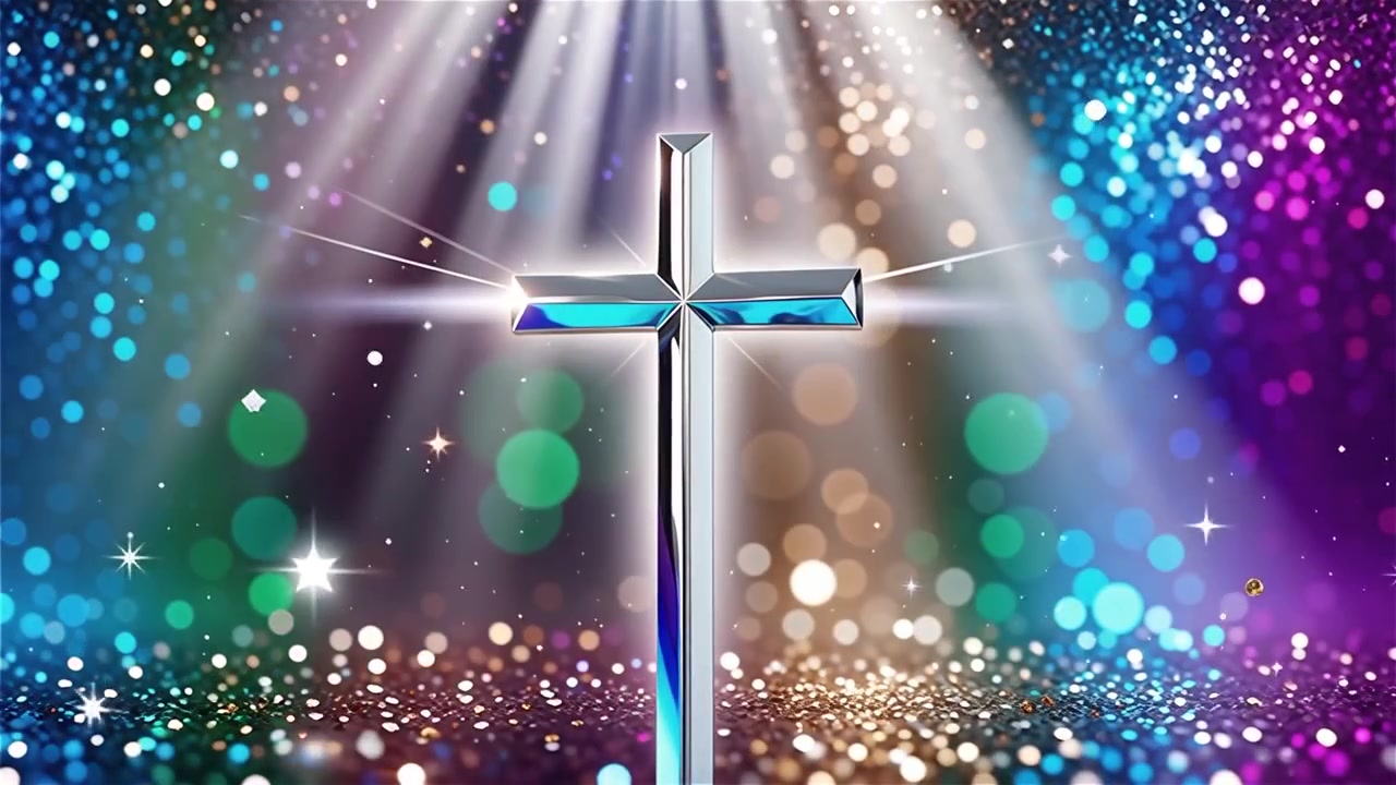 Croce Cristiana Luce Celestiale Sfondo per il Culto.
