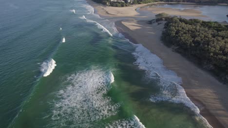 idyllic wurtulla beach in sunshine coast, qld, australia - aerial drone shot