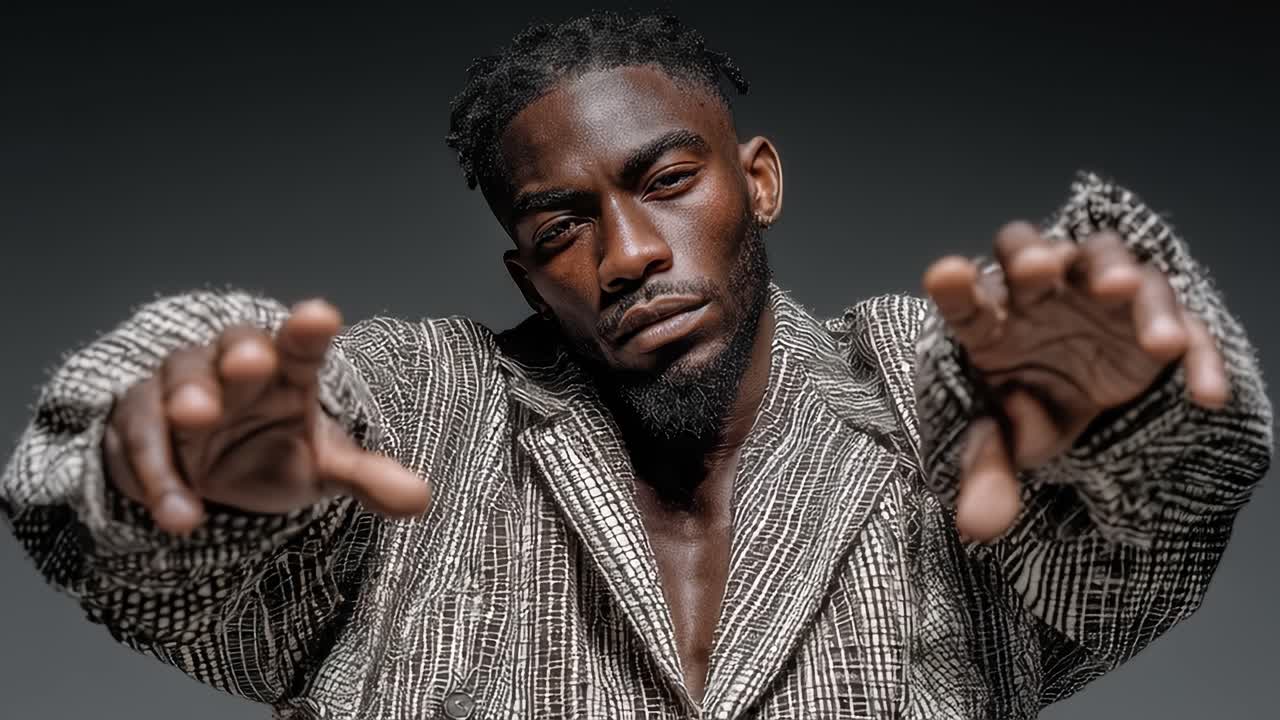 Model reaching and touching face in slow motion